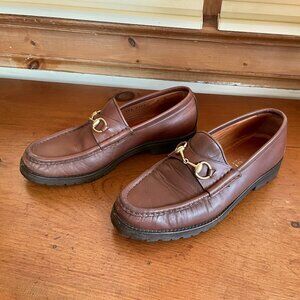 Gucci Brown Leather Horsebit Loafers